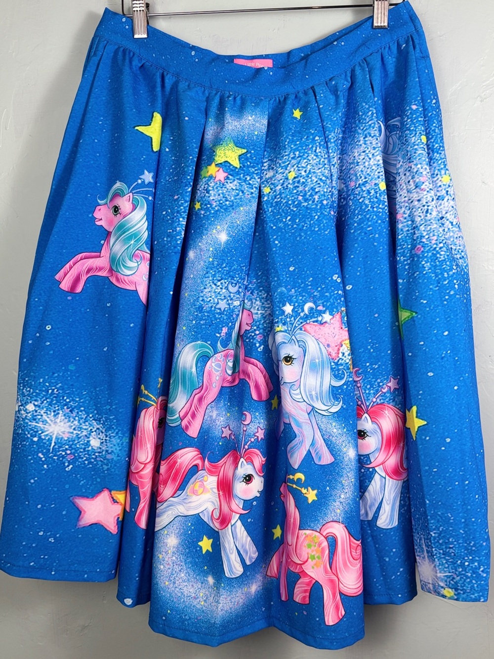 Unique Vintage Blue My Little Pony Skirt with Pink Ponies & Stars